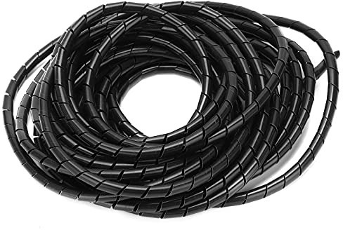 ViaGasaFamido Gaine Spirale de Câble Flexible en PVC, Noir, 8mm Diamètre, 10m Longueur, pour Gestion Câblage Salle Informatique et Atelier