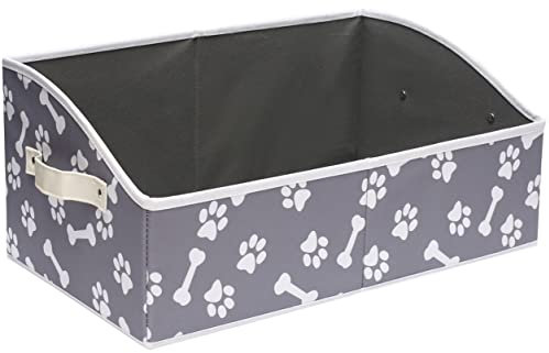 Dog toy box pet toy storage shallow baskets large perfect for living room area, playroom, closet, shelf gift basket home decoration Bone Paw