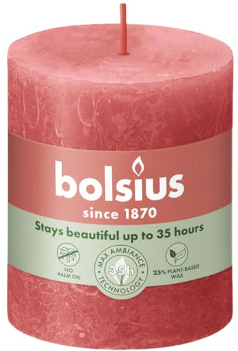 bolsius Stumpenkerze Blossom Pink Ø 68 mm - Höhe 8 cm - Pink - 35 Brennstunden