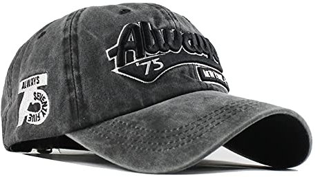 YULOONG Vintage Baseballmütze Baumwolle Sonnenhut Modestickerei Always New York City Sommer Outdoor Cap Unisex Schwarz