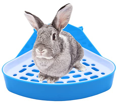 Litewoo Rabbit Litter Box Toilet Bunny Corner Potty for Guinea Pigs, Blue