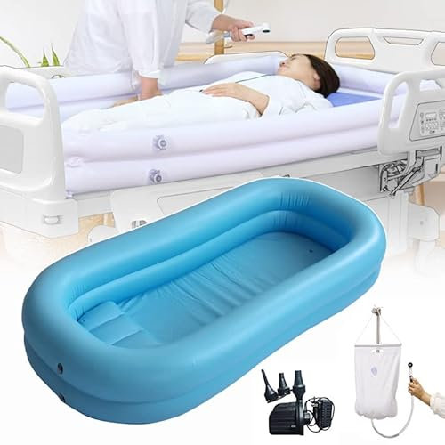 thickvalley Kit De Bañera De Ducha Inflable Médica, Sistema De Ducha De Bañera Médico para ara Geriátricos, Ancianos, Discapacitados, Personas Mayores, con Bomba De Aire Eléctrica Y Bolsa De Agua