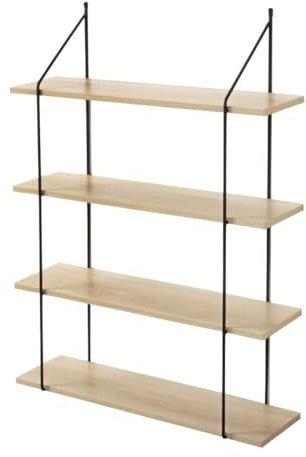 Calicosy - Étagère Murale 4 Niveaux - Décor Bois - Panneaux De Particules - Supports Métal - Étagère À Fixer - pour Séjour, Couloir, Salon Ou Chambre - Style Industriel - L 60 x P 16 x H 80 cm