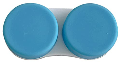 Farbige Kontaktlinsenbox, einfarbig, flach, mattiert, Doppelbox, Einzelkontaktlinsen-Begleitbox, Pflegebox, DIY-Box - blau