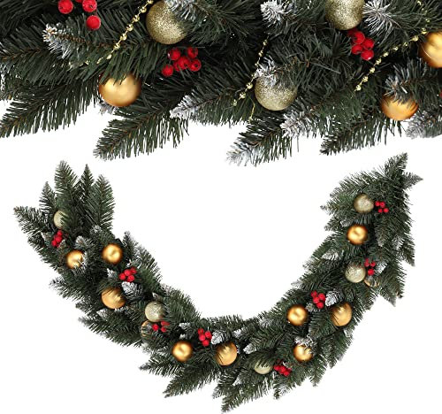 KADAX Weihnachtsgirlande, Dekogirlande, 110cm Lange Tannengirlande, Künstliche Kiefergirlande Girlande Tanne aus PVC-Folie, Kamindekoration, Weihnachtsdekoration (Prancer)