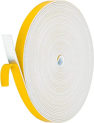 Palazen 10m Dichtungsband Selbstklebend für Türen Fenster 12mm(B) x1.5mm(D) Moosgummi Dichtband als Tür-Fenster-Dichtung-Zugluftstopper Schaumstoffband Abdichtung Weiß [1 Rollen]