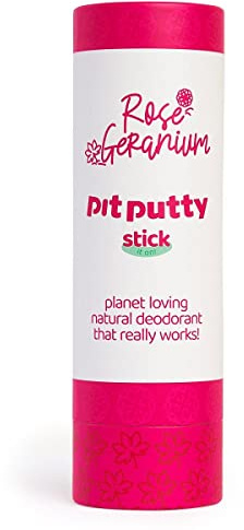Pit Putty Plastic Free Natural Deodorant Stick | Vegan & Eco-Friendly | 100% Natural for Women & Men 80g (Rose Geranium)