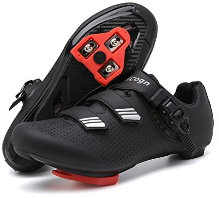 Vicogn Indoor Cycling Shoes for Men Women Compatible with Peloton Bike Pre-Installed with Look Delta Cleats Outdoor Road Biking (Silver,US 10.5) 45