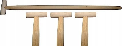 Lot de 3 Manches en Bois de Hêtre - Fourche, Bêche, Poignée en T, 110 cm de Diamètre, 36 mm