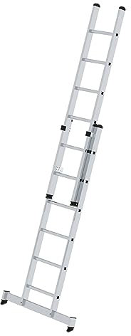 PROREGAL Sprossen-Schiebeleiter 2-teilig mit nivello®-Traverse 2x6 Sprossen | Leiter, Teleskopleiter, Trittleiter, Bockleiter, Sprossen-Doppelleiter
