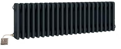 Manissa Electric Anthracite Traditional Column Radiator with PTC Element Old Cast Iron Type School Radiator + 7 Day Timer/Thermostat (3 Column 300mm H x 800mm W)