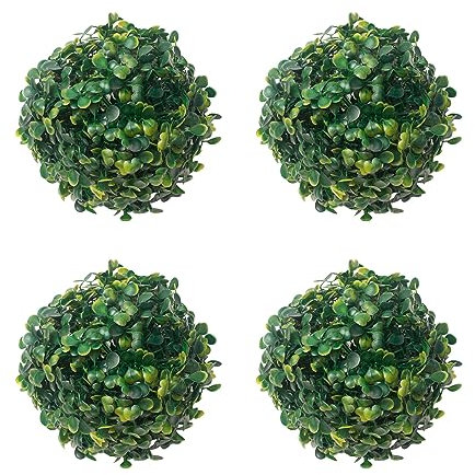 ASUNFO Künstliche Formschnitt-Kugelpflanzen, 15,2 cm, runde Hängepflanzen für Zuhause, Outdoor, Hochzeit, Party, Dekoration, 4 Stück