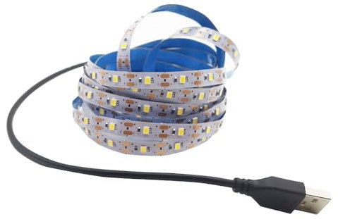 Vrabocry DC 5V USB LED Streifen SMD 3528 Warmweiß 5m/16.4ft 300 Leds LED Streifen mit USB Kabel,TV Desktop Laptop Hintergrundbeleuchtung,Küche Beleuchtung,Seil Beleuchtung Nicht wasserdicht