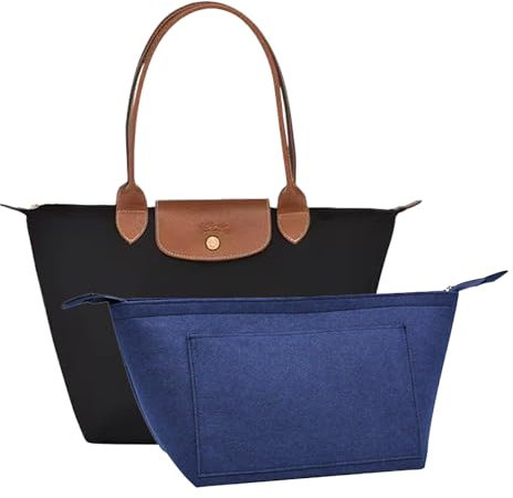 D.DUO Taschen-Organizer, Geldbörsen-Einsatz mit Reißverschluss, geeignet für Longchamp lange und kurze Griffe, Tragetaschen-Organizer-Einsatz (Dunkelblau, Groß)