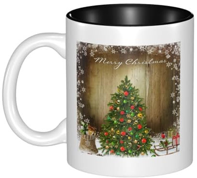 EVIUS Christmas Tree Red Ornaments Personalized Mugs, Ceramic Coffee Mugs, Funny Ceramic Cups,Colorful Mugs,Travel Mugs,Thoughtful Housewarming Gift.