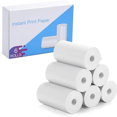 TIATUA 6 Rolls Refill Print Paper for Kids Camera Instant Print, Camera for Kids Paper Refill Compatible with Most Kids Instant Camera, Photo Thermal Paper Refill Pack