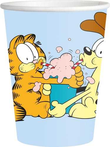 BeenSmile, VASOS GARFIELD, Vasos para Niños - Decoración Cumpleaños Infantiles - Artículos para Fiestas y Celebraciones - 8 Unidades - 250 Ml