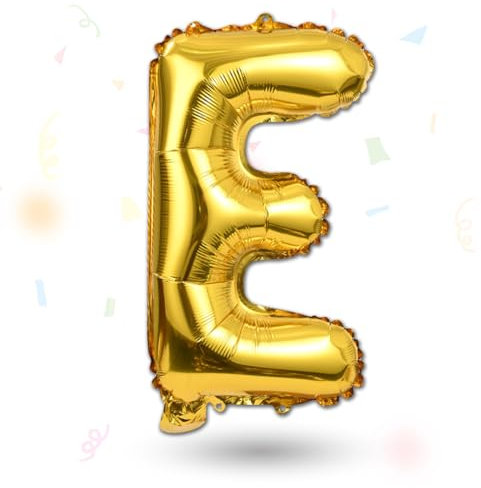 FUNXGO Folienballon Buchstaben gold E - Buchstaben Luftballon Klein E - ca. 40cm Nur Luftfüllung - Ideal für Geburtstag, Hochzeit & Party Deko - Ballon Buchstabe E gold
