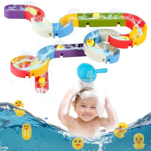 AIVORO DIY Kugelbahn Badewannen Spielzeug ab 2 3 4 5 6 Jahre, Badewannenspielzeug Kinder, Wasserspielzeug Kinder Geschenk Mädchen Junge