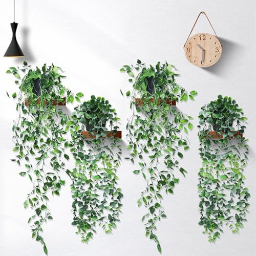 INSANYJ 4 Pièces Fausse Plante avec Pots,Plante Artificielle Tombante Exterieur Interieur, Lierre Artificielle Fausse Plante pour Célébration, Cuisine, Jardin, Bureau