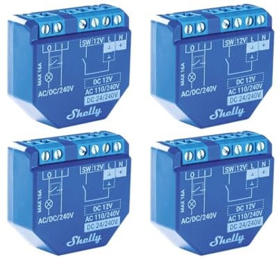 SHELLY WLAN-Schaltaktor Plus 1, 16 A, Bluetooth, 4 Stück