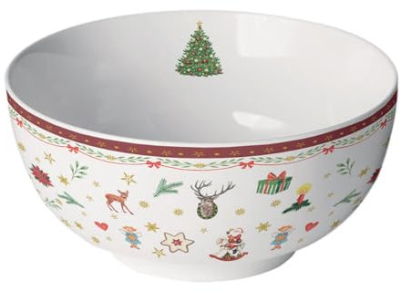 Ambiente Schale Müslischale 0,4 l, Schüssel/Dessertschalen/Salatsschüsseln - Weihnachtsschale Schüsselverzierungen überall in Rot Ornaments Kollektion
