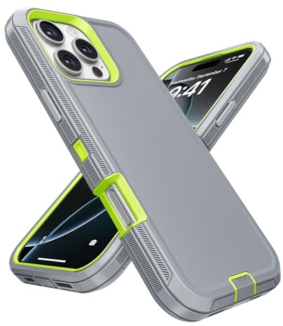 Jelanry Case for iPhone 16 Pro Max 5G 6.9-inch, Heavy Duty Rugged & Dual-Layer Shockproof Drop Proof Protection w/Port Anti dust Scratch Armor Back Cover Phone Cases for iPhone 16 Pro Max, Grey/Green