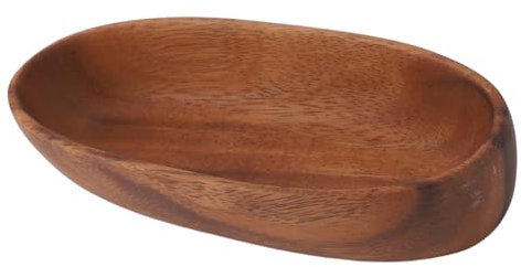 Jenngaoo Acacia Wood Boat-Shaped Salad Serving Bowl with Hand-Polished Surface, Multipurpose Oval Fruit Dessert Platter for Kitchen Dining, 20cm (7.9 Inch)