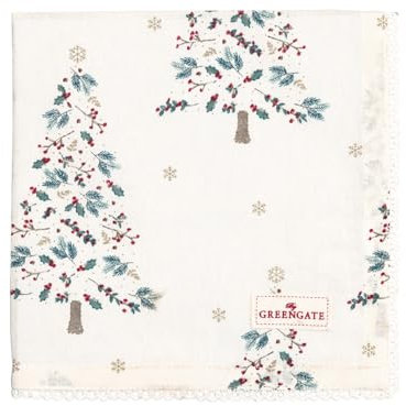 GreenGate Lucie Xmas Stoffserviette mit Spitze White 40x40cm