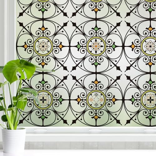 Dktie Window Film Privacy - Static Cling Frosted Glass Window Anti-UV - Removable No-glue Film Ironwork for Kitchen, Bathroom, Office - 90x200cm