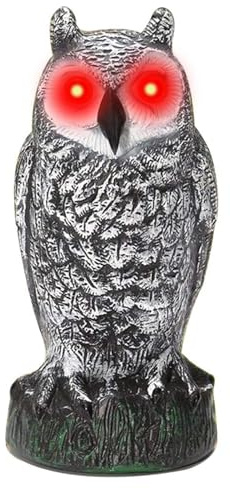 Eulen-Statue - Gefälschte Eule mit blinkenden Augen, erschreckendem Geräusch- und Bewegungsmelder - Eulen-Vogelscheuchen mit blinkenden Augen und erschreckendem Geräusch, realistische Eule Vogelabwe