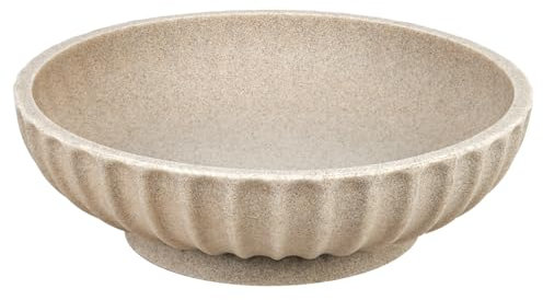 Large Decorative Bowl - Fruit Bowl for Kitchen Counter - Modern Decorative Bowl for Home Decor,Key Bowl for Entryway Table - Artificial Stone Beige