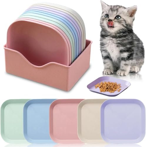 Set de Gamelle Chat, Bol Nourriture, Plates Peu Profondes, Plat Assiette Chat Régime, Écuelle Plateau Gamelle de Nourriture pour Intérieur,Plastique,Réutilisable,Taille Universelle