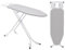Gr8 Home Folding Ironing Board Padded Cover Foldable Collapsible Legs Adjustable Height Anti Slip Feet Iron Storage Holder Rack Grey Cotton Cover White Frame Stand 110 x 34cm