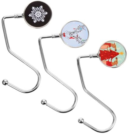 Zerodeko 3pcs Office Desk Bag Hook Christmas Stocking Holder Purse Table Hanger Clothes Hook Office Desk Hanger Table Side Hook Purse Hook for Table Mantel Stocking Hooks Purse Holder Iron