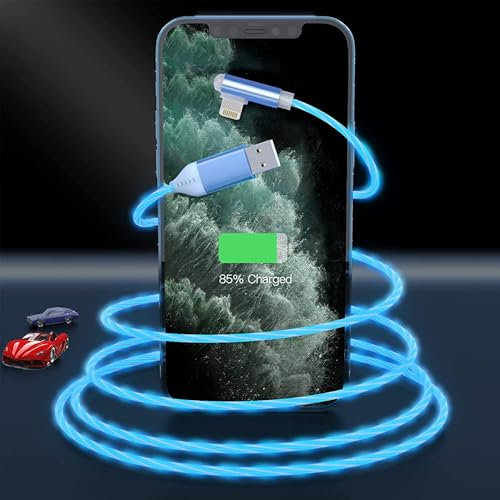 MTAKYI iPhone Charger Cable 2M with LED Flow iPhone Charging Cable, MFi Certified Lightning Cable Fast Charging Cable Lead Nylon Lightning to USB Cable for iPhone 14 13 12 11 Pro Max 8 7 SE
