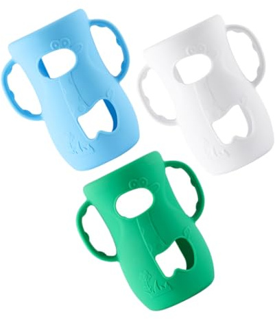 BESPORTBLE 3pcs Silicone Handle Sleeve for Baby Glass Bottles with Handles Anti Breakage Nursery Sleeve Protective Cover for Infant Feeding