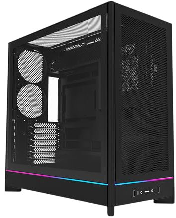 MONTECH HS01, ATX Mid-Tower PC Case, Gaming PC, High-Airflow, Reversible Layout, Mesh Front Panel, Sink-in Design, Toolless Panels, Black