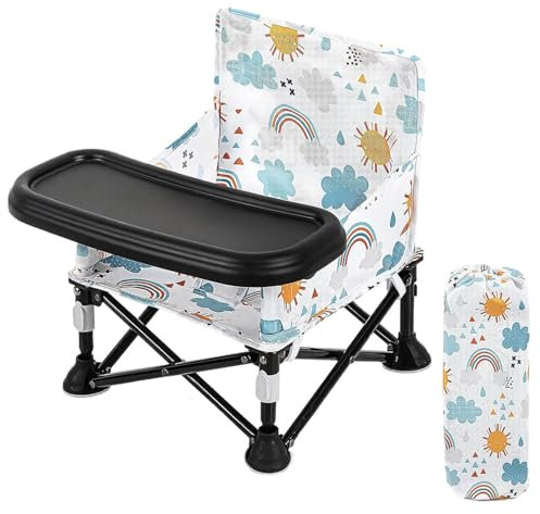 LADIDA Portable Baby High Chair with Removable Tray - Foldable Travel Highchair with Travel Bag,Folding Booster Feeding Chair for Indoor Outdoor, Beach, Picnic 303