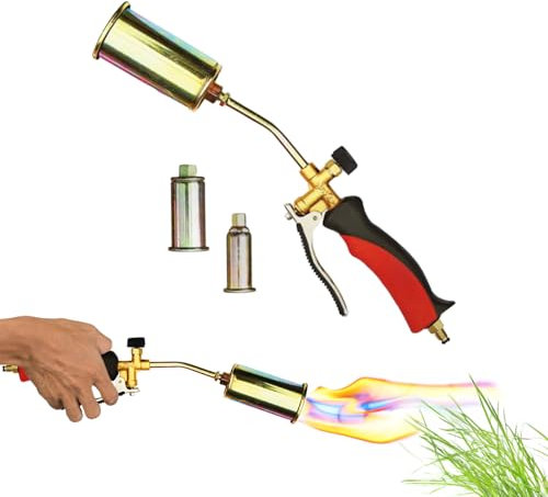 Avilia - Chalumeau à gaz manuel avec trois brûleurs interchangeables et débit 28 kW - pour désherbage, chauffage et traitements thermiques en agriculture, construction et industrie, usage