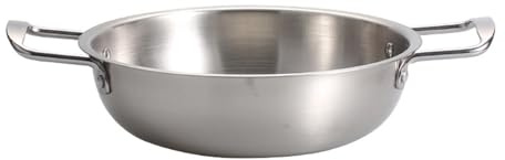GMBYLBY Sartenes de wok plateadas estables con doble asa para paellas con asa para un fácil transporte y distribución uniforme del calor, ollas de cocina de mariscos