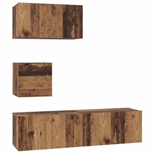 vidaXL TV Cabinet Set 4 pcs Old wood 60 x 30 x 30 cm Engineered wood, Stylish Wall Cabinet, Modern Storage, Rectangular Unit, Compact Media Console, Versatile Indoor Furniture Solutions
