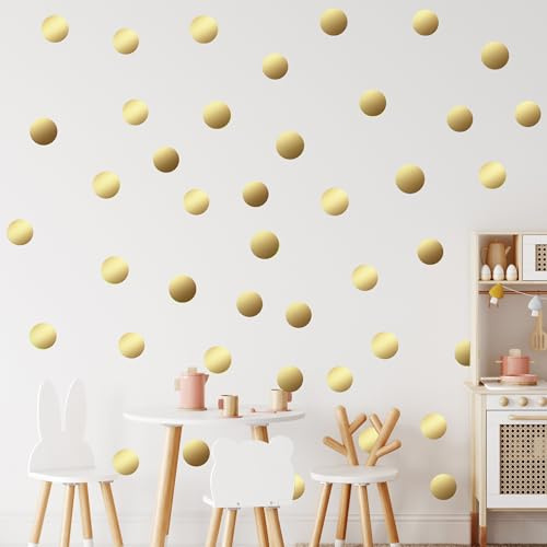 GRAZDesign GoldeneKreise Set für Kinderzimmer 64 Stück Abnehmbare Sticker DIY Dekoration für Wände und Möbel Aufkleber Sticker Punkte Dots Klebepunkte Tupfen