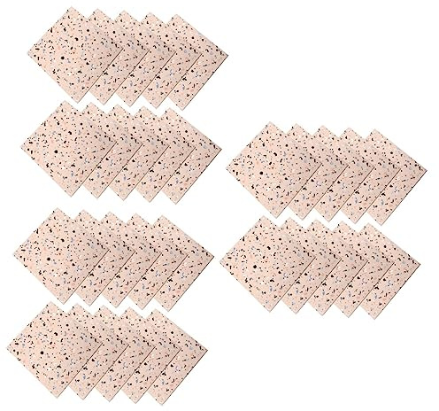 SHINEOFI 30 Teiliges Selbstklebendes Rutschfestes Bodenfliesen mit Terrazzo Muster Wasserfest und Abriebfest für Küche Bad Wohnzimmer Wiederverwendbar Einfache DIY Dekoration