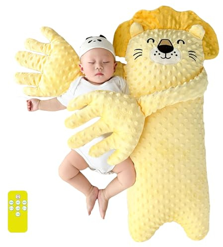 LUKIUP Löwe Baby Putting Kissen, Beruhigendes Werkzeug Kissen mit Rote-Bohnen Wärmekissen, Plüschförmiger interaktiver Kissens, perfekt für Schlaf, Reisen, Kindertagesstätten usw