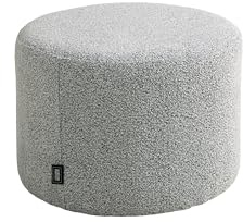 Schöner Wohnen Kollektion Hocker ALVIK, Bouclé Bezug und Gestell in grau | Rund, Kombinierbar mit Couchtisch MOLDE, Pouf, Sitzhocker, D 50, H 34 cm