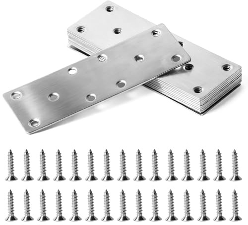 10 Pz Connettori Angolari Metallo per Legno,per mobili con viti(50x140mm) | Pannello Forato, connettori piatti, piastra metallo forata, staffe di fissaggio piatte per fissaggio, piastre di giunzione