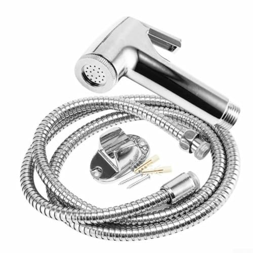 Chrom Bidet Shattaf Duschbrause mit 1,5 m Schlauch und rutschfestem Griff für weibliche Hygiene, Haustierdusche, Windelwäsche, für G1/2 Wassereinlass