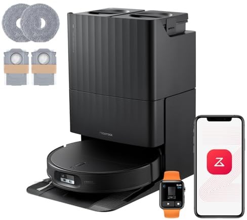 roborock Qrevo Edge 2 Set Saugroboter mit Wischfunktion&Hebarem Wischmopp | 25.000 Pa, 80 °C Heißwasser-Moppwäsche, FlexiArm-Technologie, Anti-Tangle, ultraflach 7,98 cm, AI-Hinderniserkennung(Schwarz)