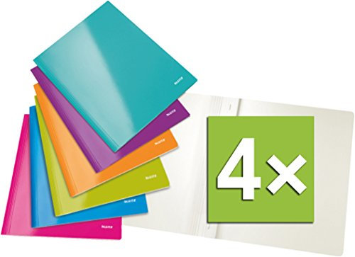 Esselte Leitz Wow Schnellhefter für DIN A4, Karton (A4-4 Packungen, Sortiert)